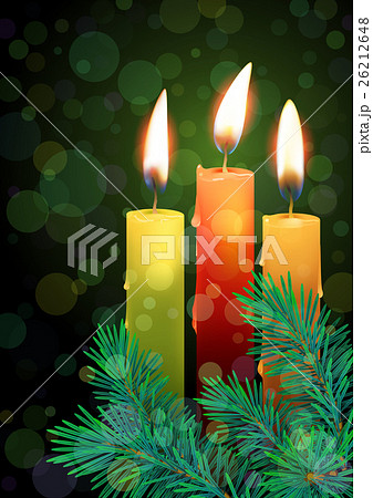 Glowing xmas candles with melted wax 26212648