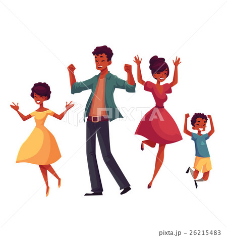 Cheerful cartoon style family jumping from 26215483
