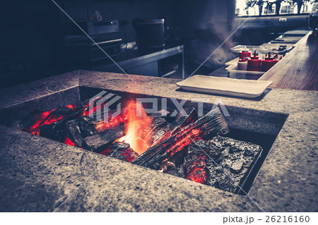 restaurant with fireplace close-up 26216160