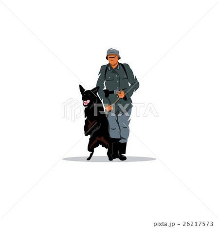 Germany soldier with dog. Vector Illustration. 26217573