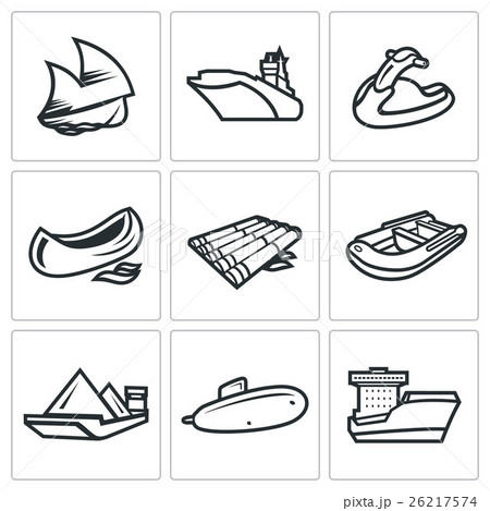 Water transport icons set. Vector Illustration. 26217574
