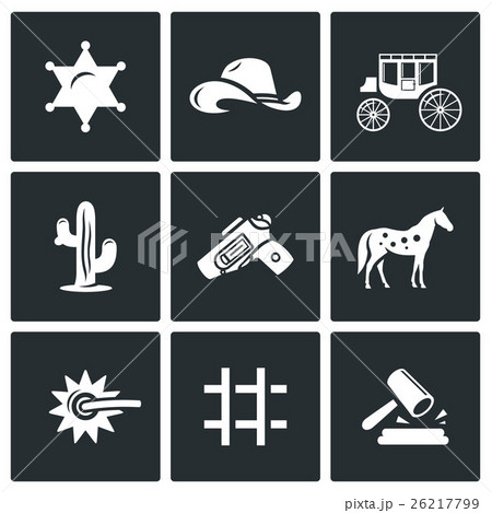 Justice, wild west icons set. Vector Illustration. 26217799