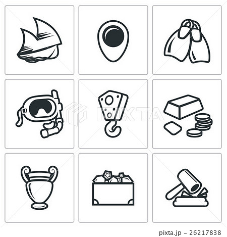 Treasure hunt icons set. Vector Illustration. 26217838