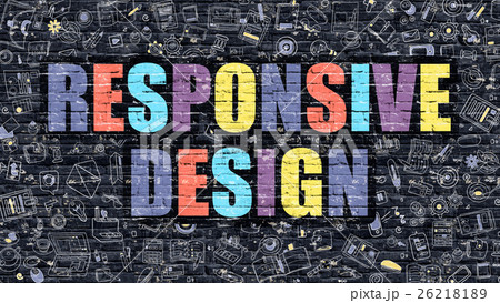 Responsive Design on Dark Brick Wall. 26218189