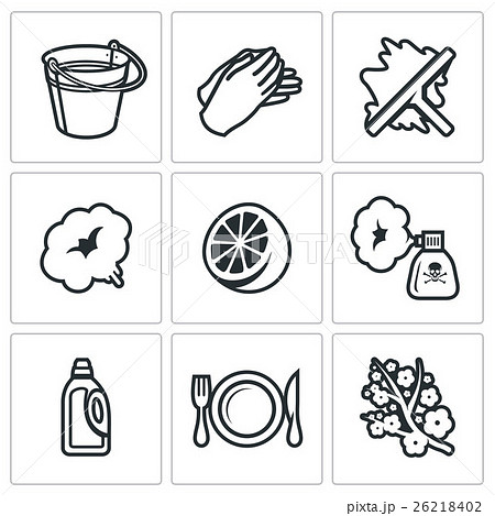 Cleaning service icons set. Vector Illustration. 26218402
