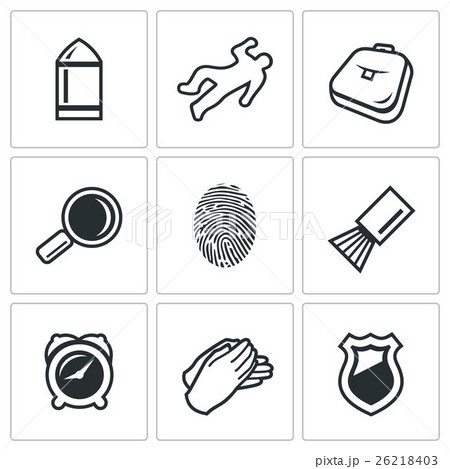 Criminalistics icons set. Vector Illustration. 26218403