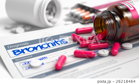 Bronchitis - Phrase in Medical History. 3D Bronchitis - Phrase in Medical History. 3D 26218464