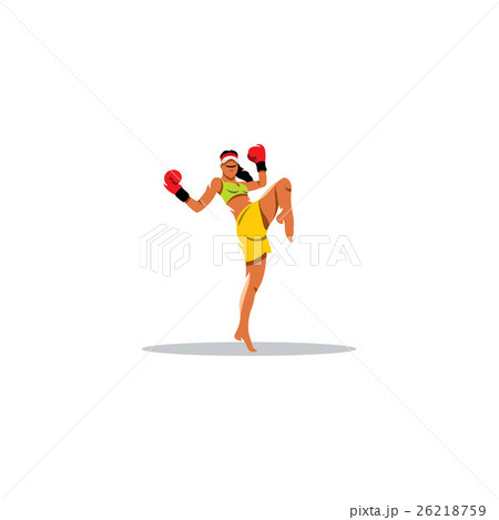 Thai boxing girl sign. Vector Illustration. 26218759
