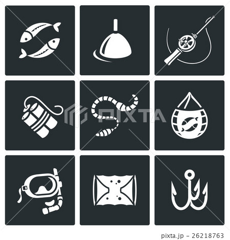 Fishing icons set. Vector Illustration. 26218763