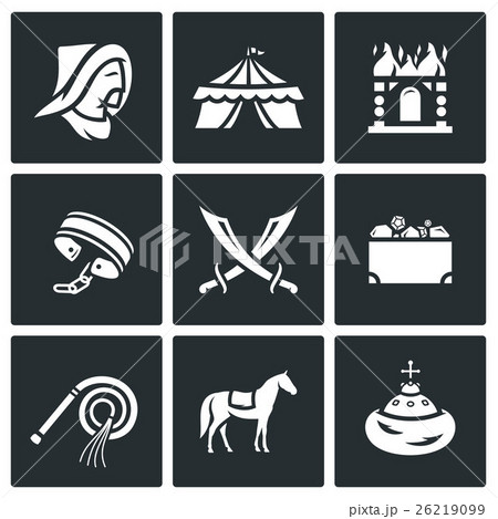 Mongol-Tatar yoke icons set. Vector Illustration. 26219099