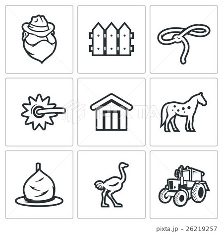 Cowboy ranch icons set. Vector Illustration. 26219257