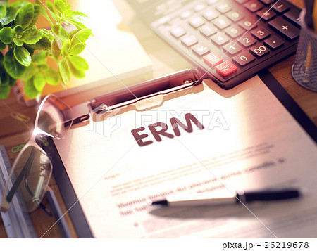 ERM Concept on Clipboard. 3D. 26219678