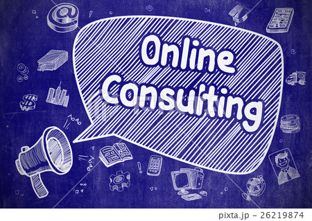 Online Consulting - Cartoon Illustration on Blue 26219874