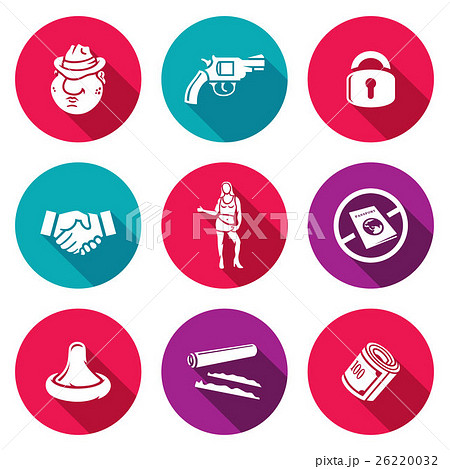 Crime, slave trade icons set. Vector Illustration. 26220032