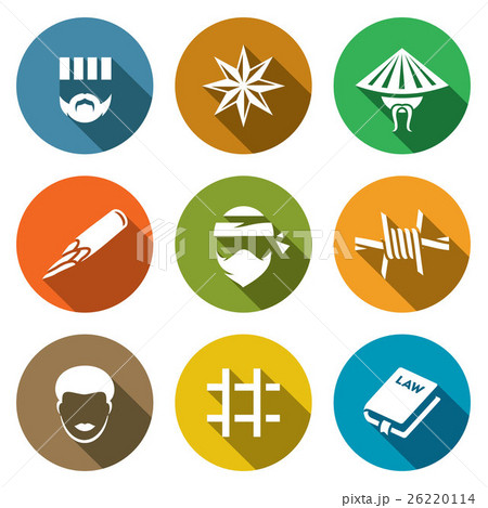 Criminal groups in prison icons set. Vector Criminal groups in prison icons set. Vector 26220114