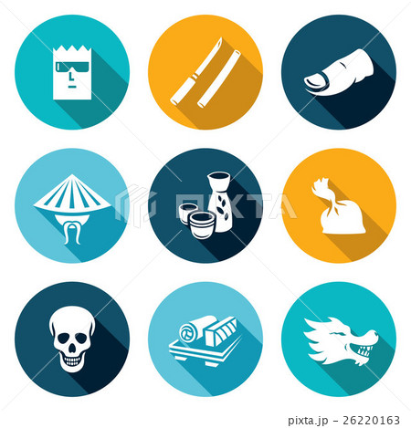 Yakuza, Japans organized crime icons set. Vector I 26220163