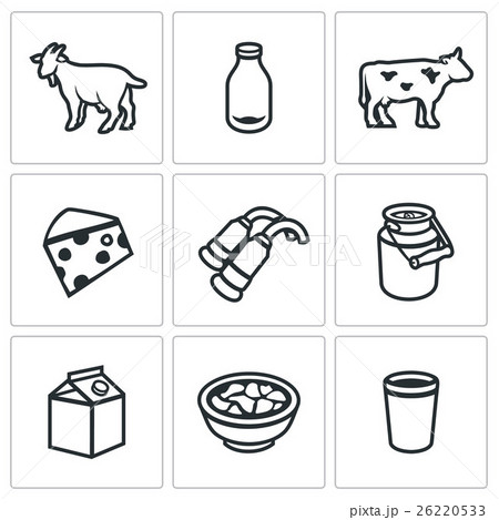 Vector Set of Milk Products Icons. 26220533