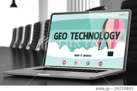 Geo Technology - on Laptop Screen. Closeup. 3D. 26220805