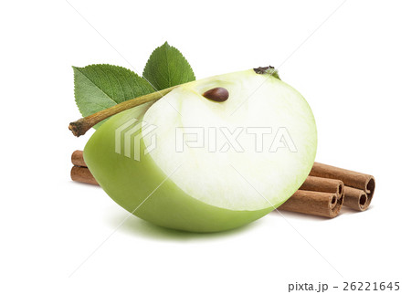 Green apple quarter piece cinnamon isolated 26221645