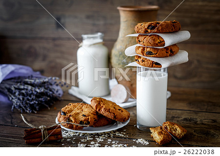 Homemade oatmeal cookies with nuts and raisins and 26222038