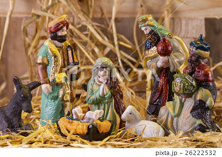 Christmas Manger scene with figurines 26222532