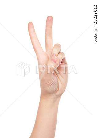 Hand forming victory sign isolated on white Hand forming victory sign isolated on white 26223012