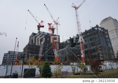 建設中の札幌創成スクエアービル 16年11月 の写真素材