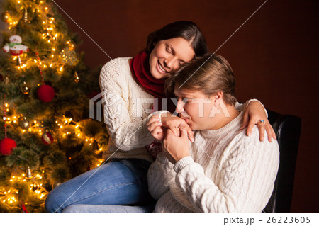 Happy Smiling Family at home celebrating New Year 26223605