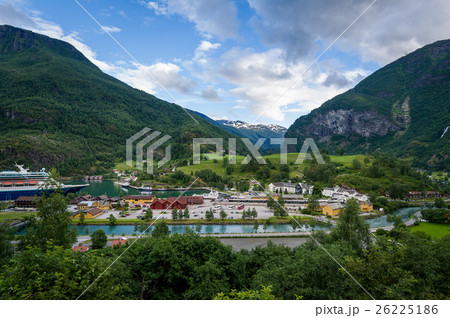 Flam town aerial view, Norway. Flam town aerial view, Norway. 26225186