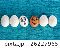 Funny eggs in row, one red, another is surprised 26227965