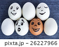 Funny eggs with faces, one red, another surprised 26227966
