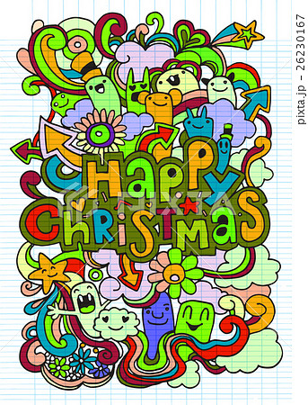 Hand drawn Happy Christmas poster , funny doodle 26230167