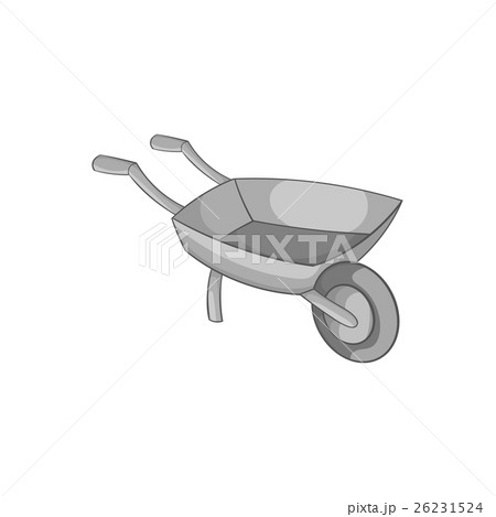 Garden wheelbarrow icon, black monochrome style 26231524