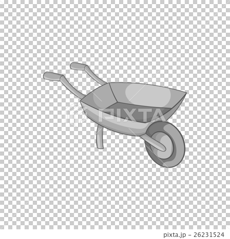 Garden wheelbarrow icon, black monochrome style 26231524