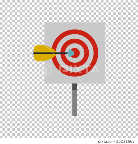 Red Target And Dart Icon Flat Styleのイラスト素材