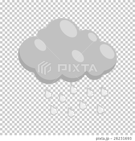 Cloud with rain icon, black monochrome style 26231693