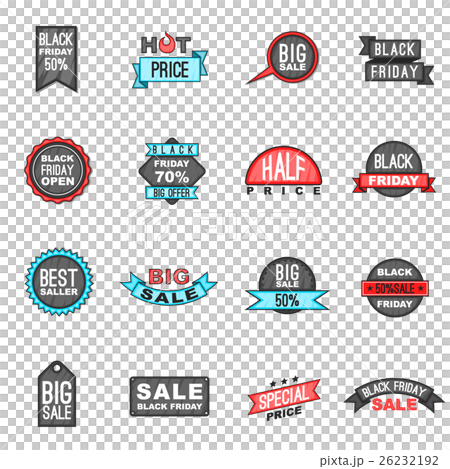 Black Friday icons set, cartoon style 26232192