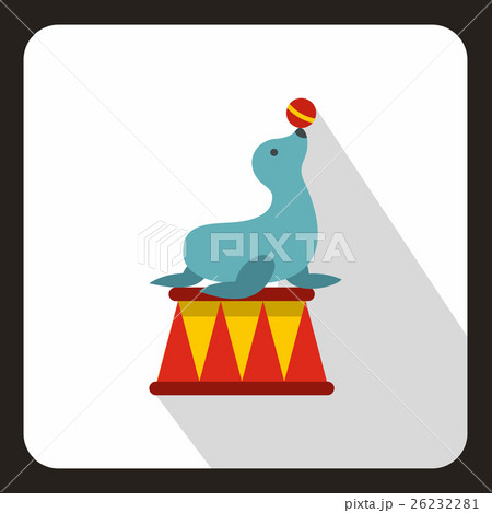 Circus seal with a bal icon, flat style 26232281