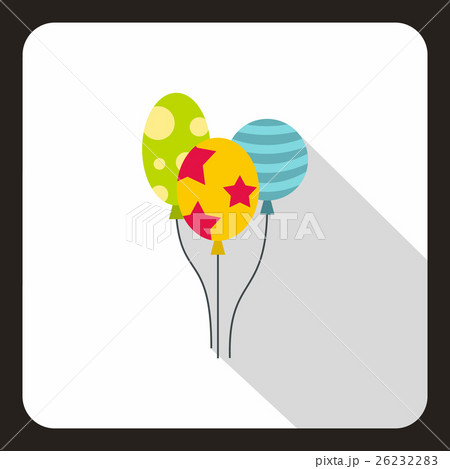 Three colorful baloons icon, flat style 26232283