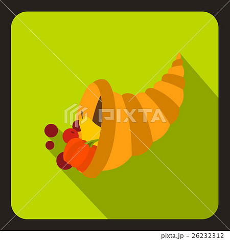 Cornucopia icon, flat style 26232312
