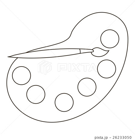 Palette of colors with brush icon, outline style 26233050