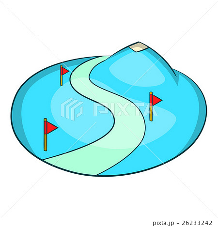 Ski slope of the snow mountain icon, cartoon style 26233242
