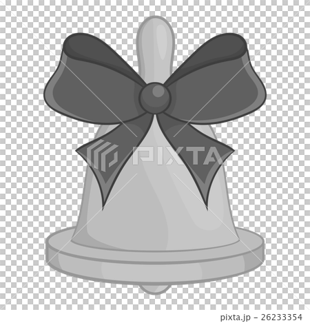 Bell with bow icon, black monochrome style Bell with bow icon, black monochrome style 26233354
