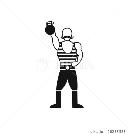 Strong man with kettlebell icon, simple style Strong man with kettlebell icon, simple style 26233523