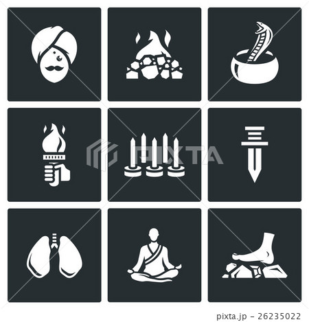 Vector Set of Indian Yoga Icons.  26235022