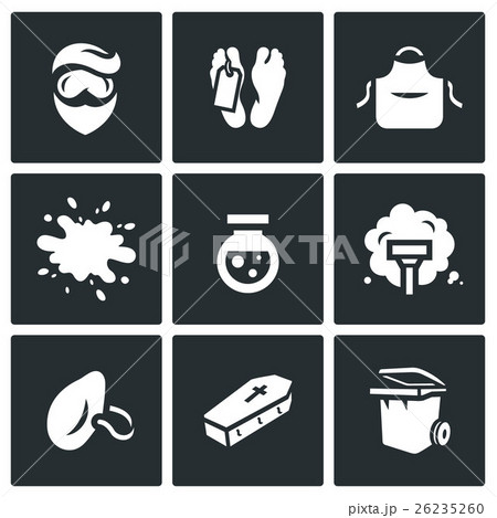 Vector Set of Cleaning after the murder Icons.  26235260