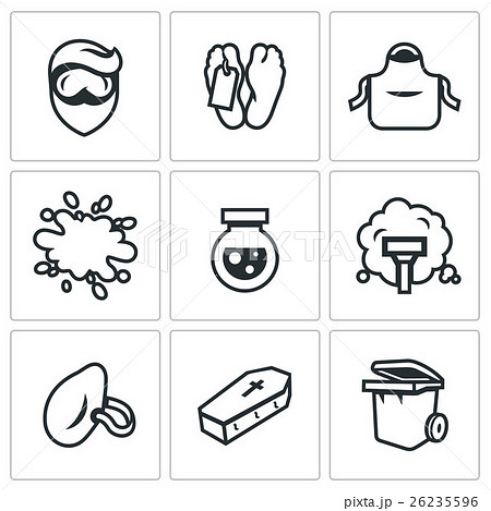 Vector Set of Cleaning after the murder Icons.  26235596