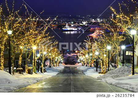函館・元町の八幡坂の夜景 26235784