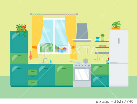 Interior Classic Kitchen with Furniture and Window 26237740