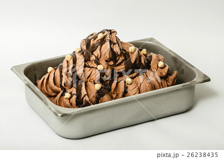 Chocolate ice cream with hazelnuts Chocolate ice cream with hazelnuts 26238435